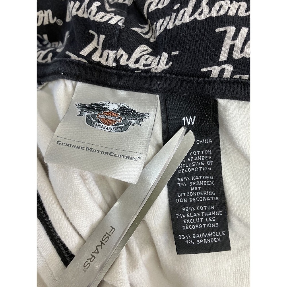 Harley Davidson Womens 1W White Black Logo Print Quarter‎ Zip Hoodie - Picture 10 of 12